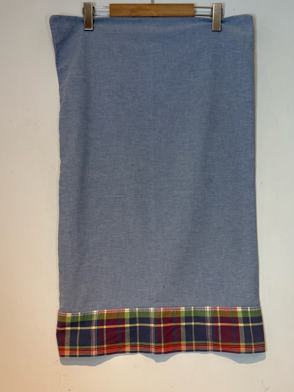 Vintage Ralph Lauren Blue Tartan Plaid Pillowcases Set Standard